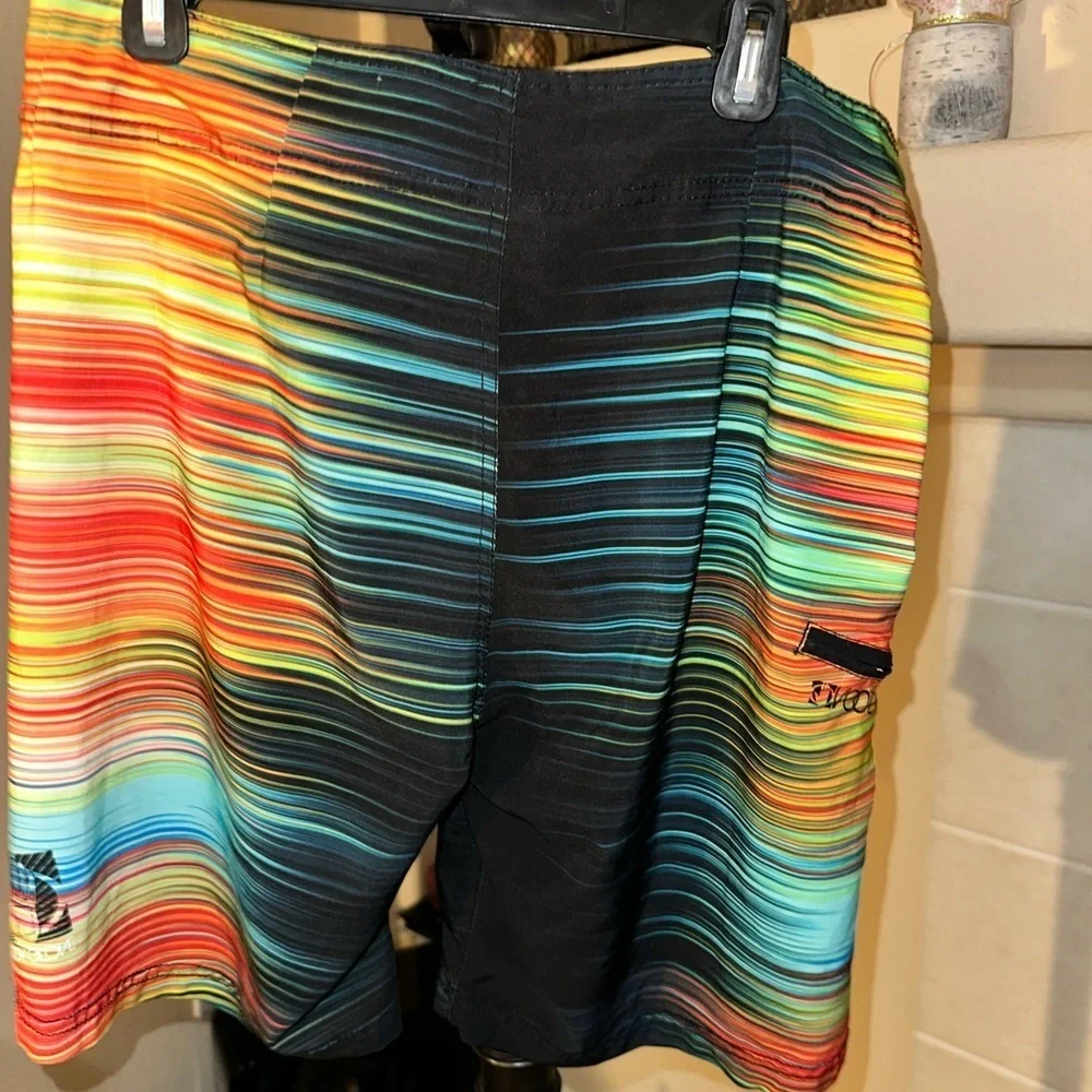 Voodoo Body Glove Board Shorts Mens 32 Multicolor Stripe Surf Swim Y2K Style